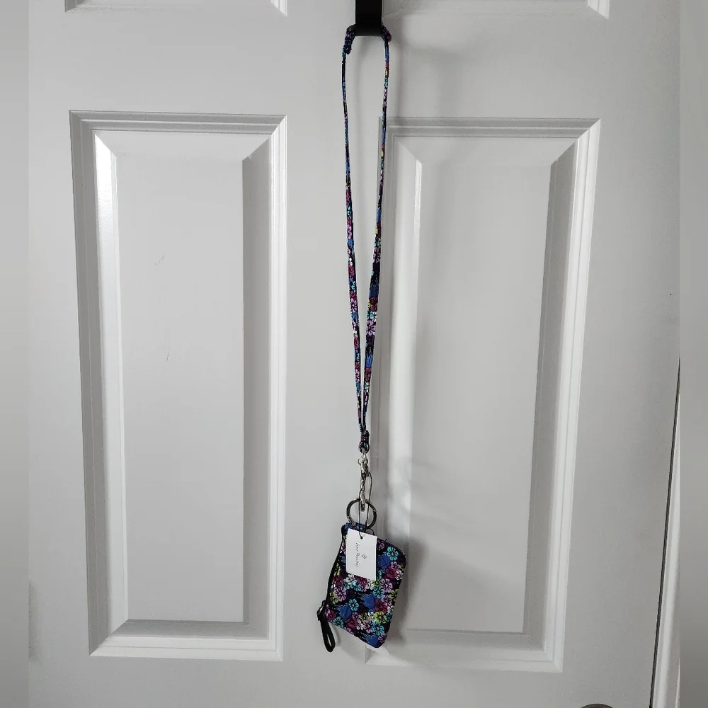 Vera Bradley Mickey's Floral Celebration Castle Zip ID Case w/ Breakaway Lanyard